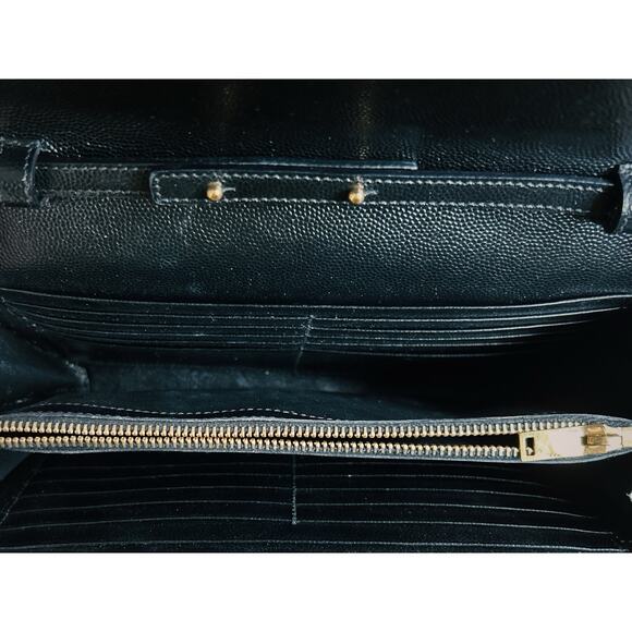 Saint Laurent Envelope Chain Wallet Black Leather Gold Hardware Crossbody - Picture 10 of 12
